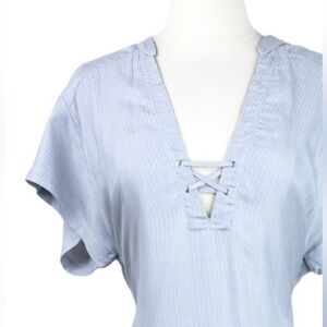 Striped Nautical Short Sleeved Casual Dress in Light Blue, NWT